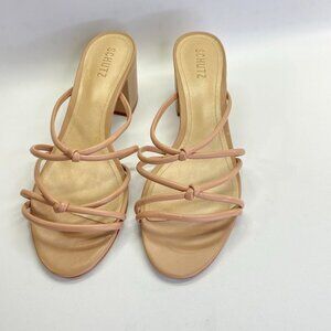 Schutz Princey Sandal Size 11 B in True Beige Strappy Block Heel Classic Work